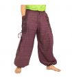 Harem pants ethno print with large side pockets purple