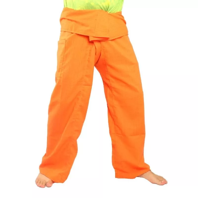 Pantalon de pêcheur thaïlandais Cottonmix extra long - orange