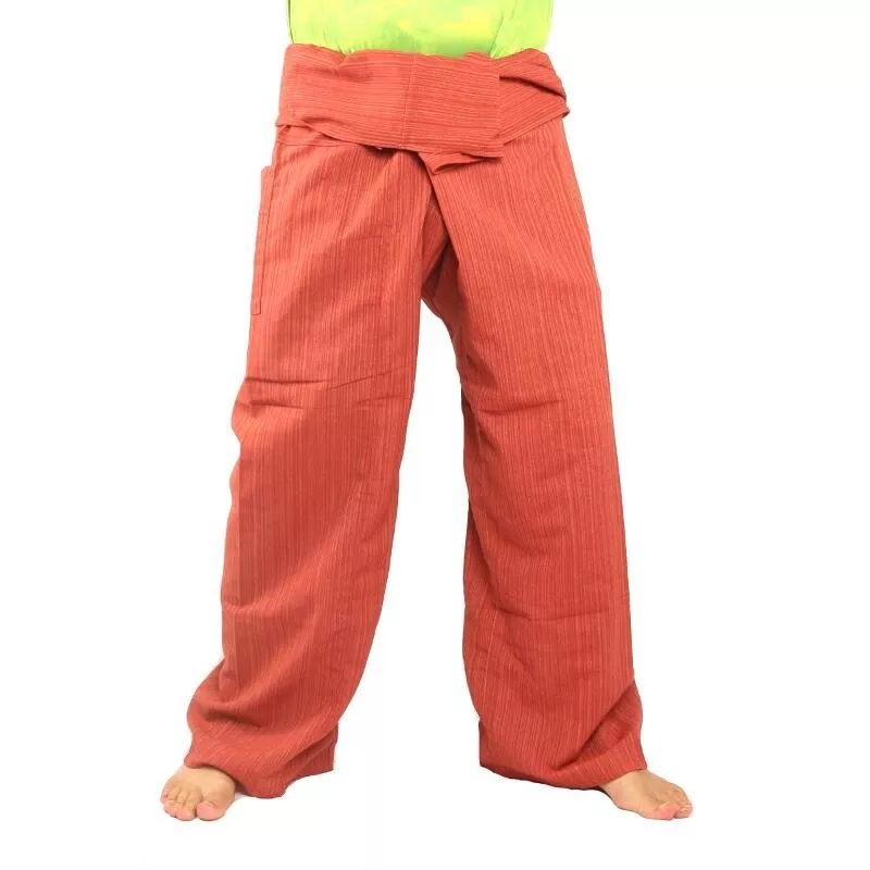 Pantalon de pêcheur thaïlandais Cottonmix extra long - rouge brun