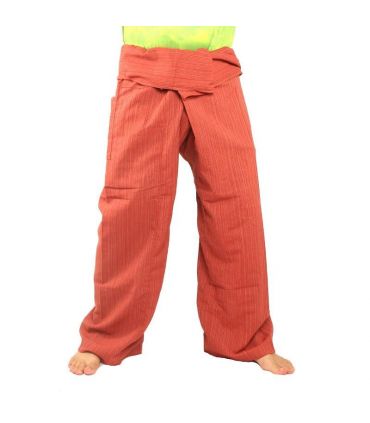 Pantalon de pêcheur thaïlandais Cottonmix extra long - rouge brun