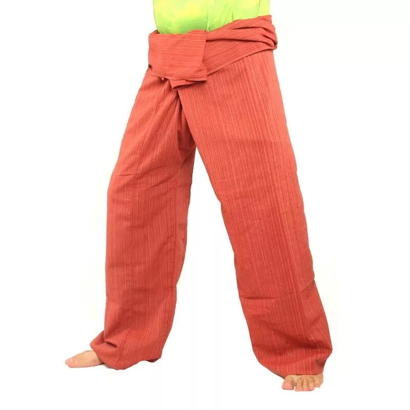 Pantalon de pêcheur thaïlandais Cottonmix extra long - rouge brun