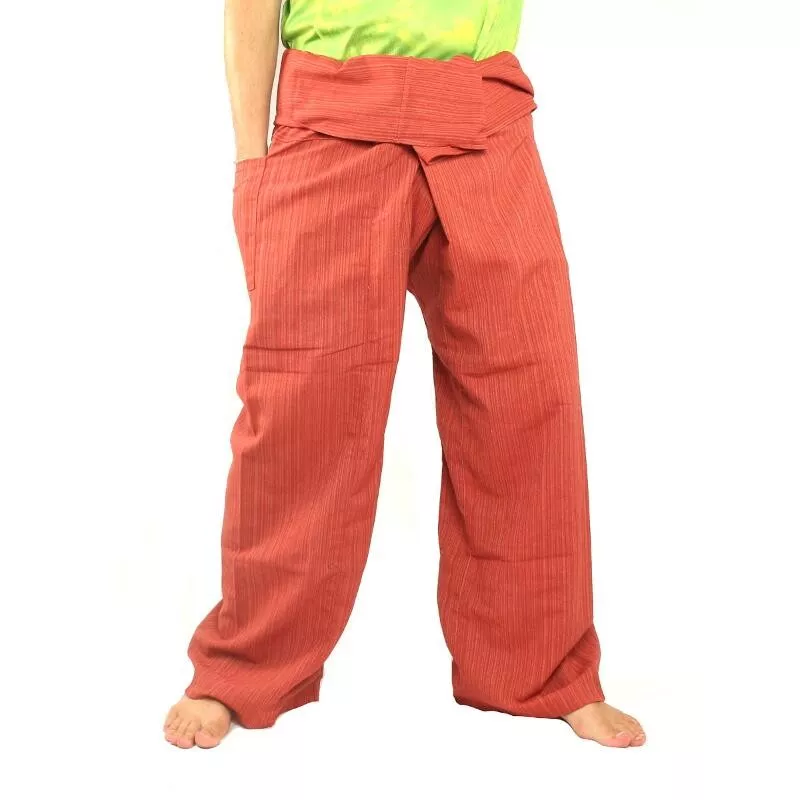 Pantalon de pêcheur thaïlandais Cottonmix extra long - rouge brun