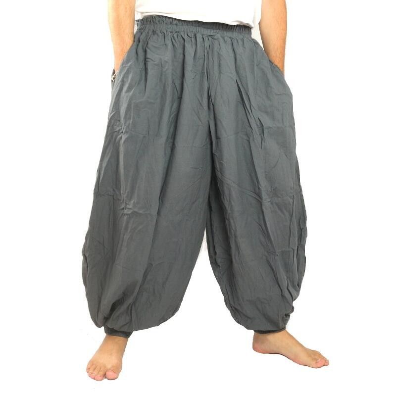 Pantalones Anchos gris de algodón