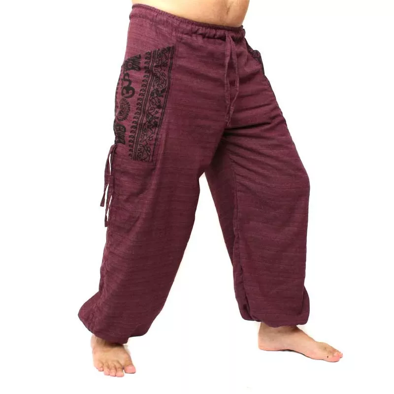 Thai Hippie Hose zum Zubinden Ethno Applikation aus schwerer Baumwolle