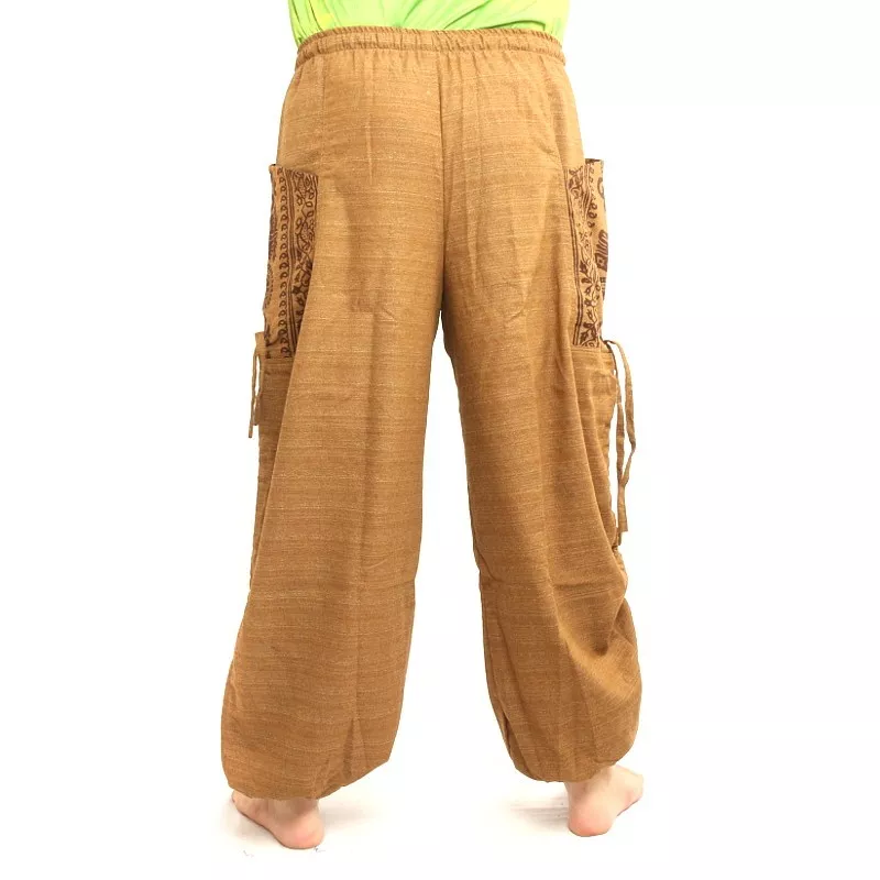 Pantalons hippie thaïlandais pour la ligature Application ethno du coton lourd