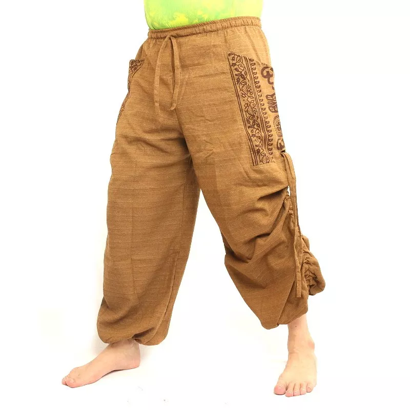 Pantalons hippie thaïlandais pour la ligature Application ethno du coton lourd