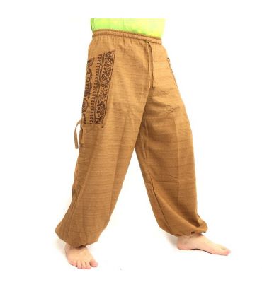 Pantalons hippie thaïlandais pour la ligature Application ethno du coton lourd