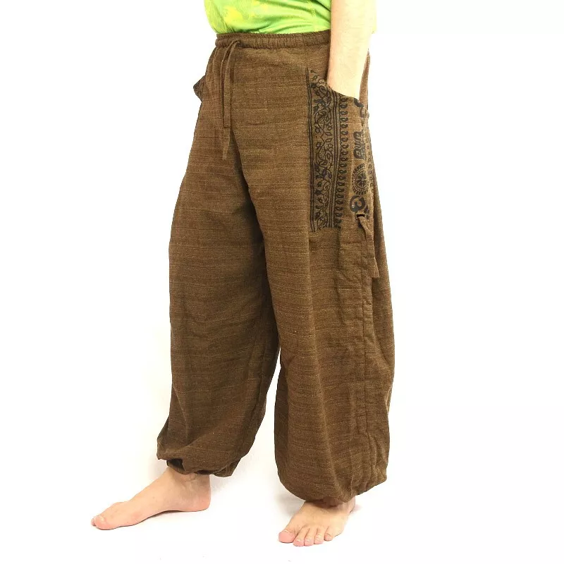 Pantalons hippie thaïlandais pour la ligature Application ethno du coton lourd