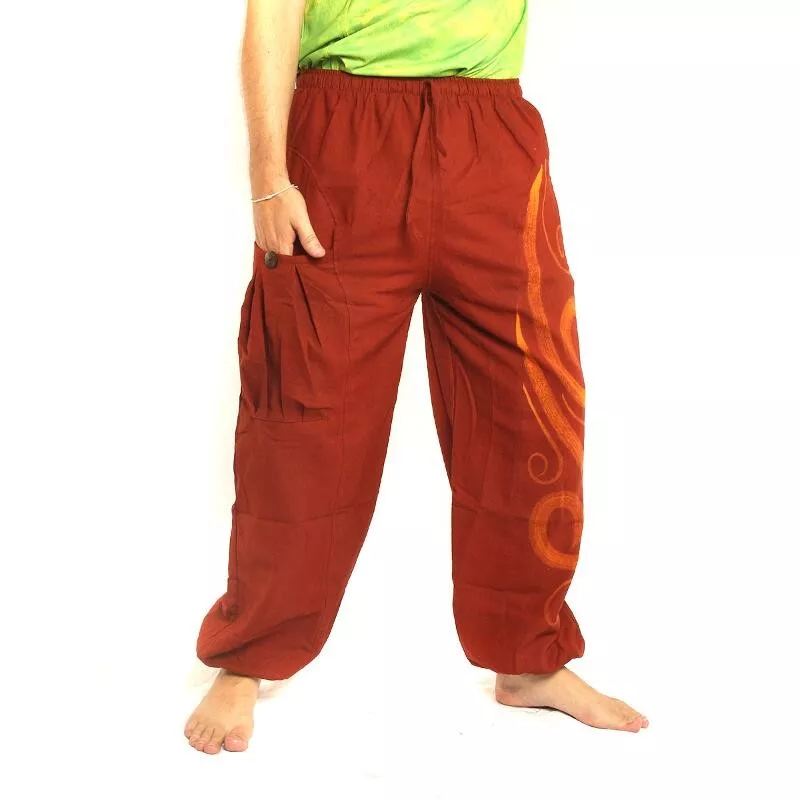Chillerhose Schnörkelmuster dunkles orange
