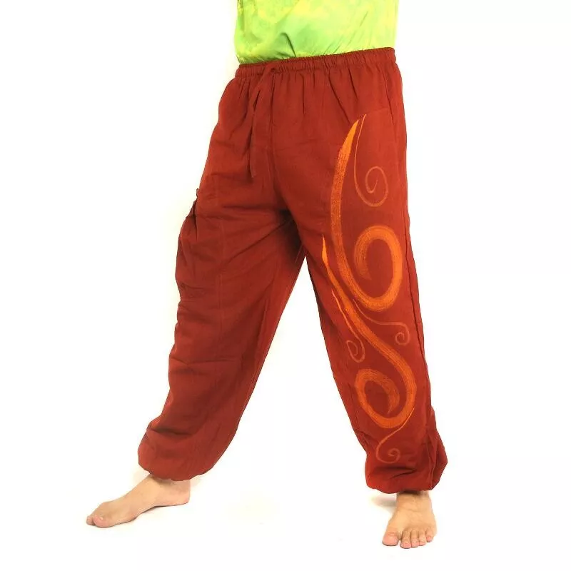 Chillerhose Schnörkelmuster dunkles orange