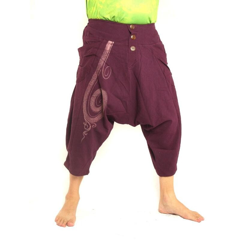 3/5 Harem pants with cotton violet print KMA7