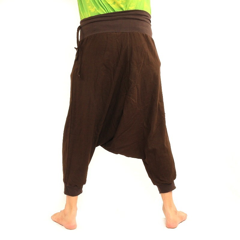3/5 Aladdin pants - brown with fabric appliqué and bag KBH-2