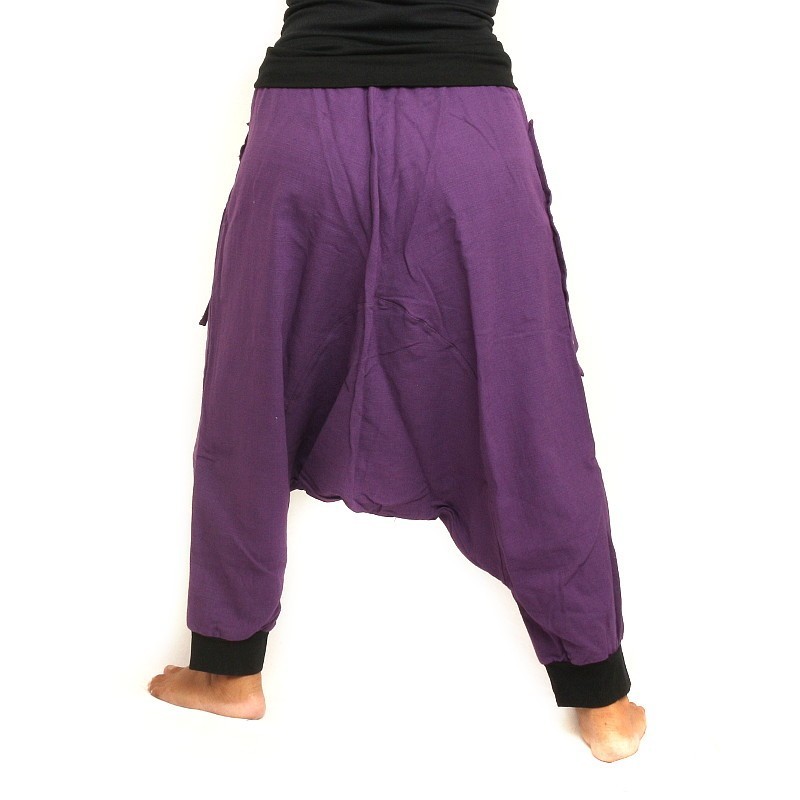 3/5 harempants - purple with cloth bag and decorative application KBH-15