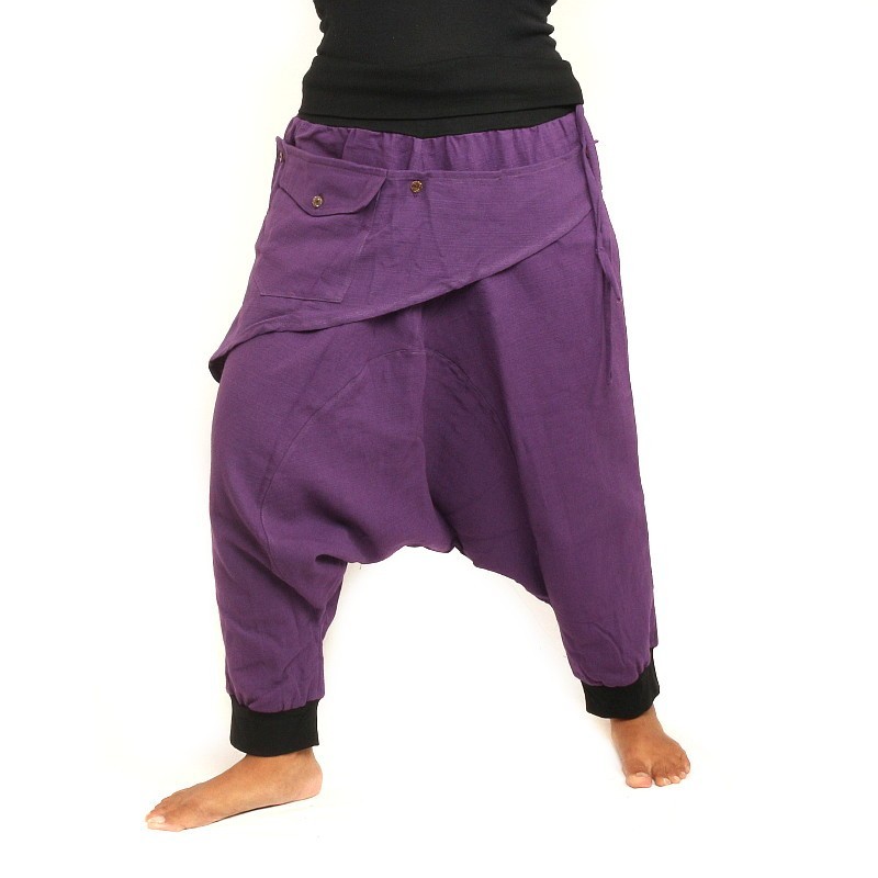 3/5 harempants - purple with cloth bag and decorative application KBH-15