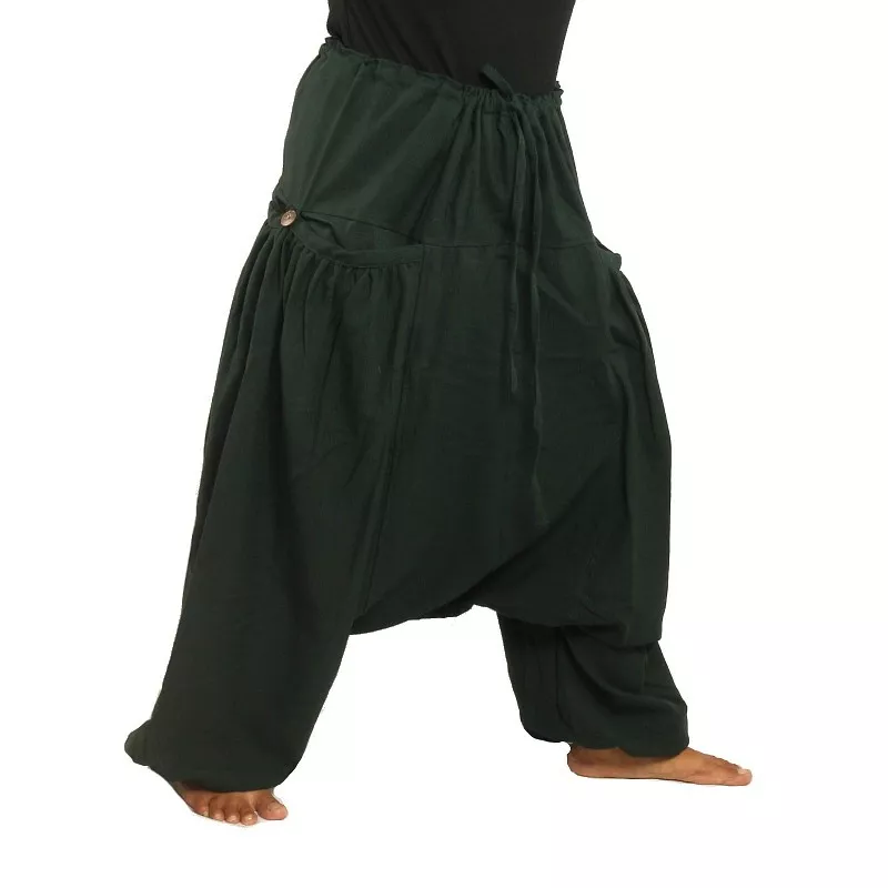 Pantalon sarouel avec 2 poches latérales profondes, vert