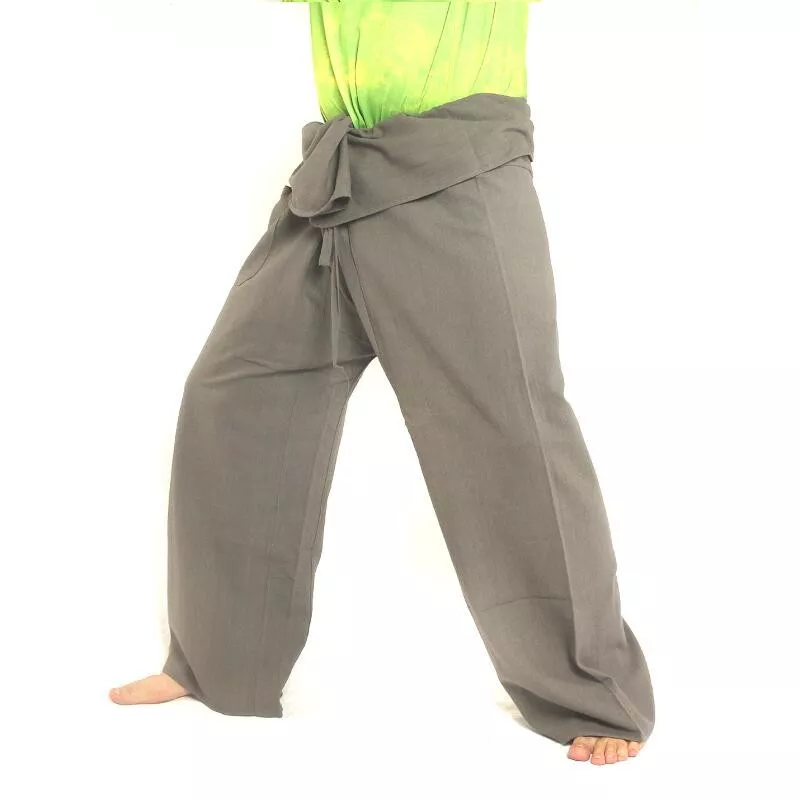 Pantalon de pêcheur thaïlandais - gris - coton extra long