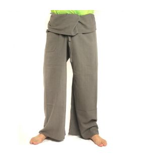 Pantalones de pescador tailandeses - gris - algodón extra largo