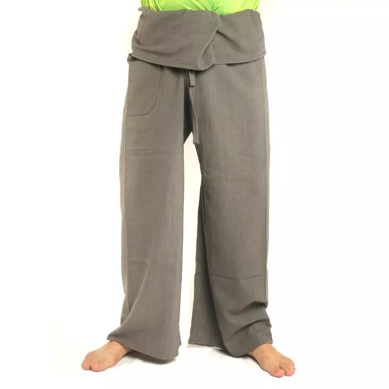 Pantalon de pêcheur thaïlandais - gris - coton extra long