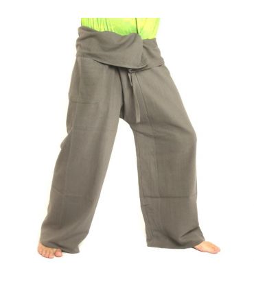 Pantalon de pêcheur thaïlandais - gris - coton extra long