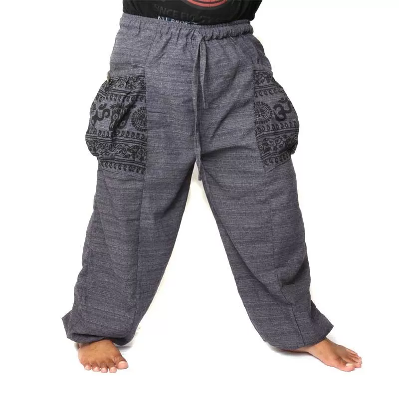 Pantalon hippie thaïlandais à nouer motif Tibet