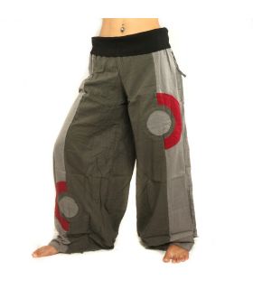 Pantalon évasé aspect froissé - gris