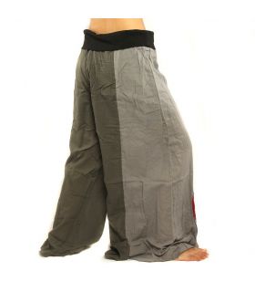 Pantalon évasé aspect froissé - gris