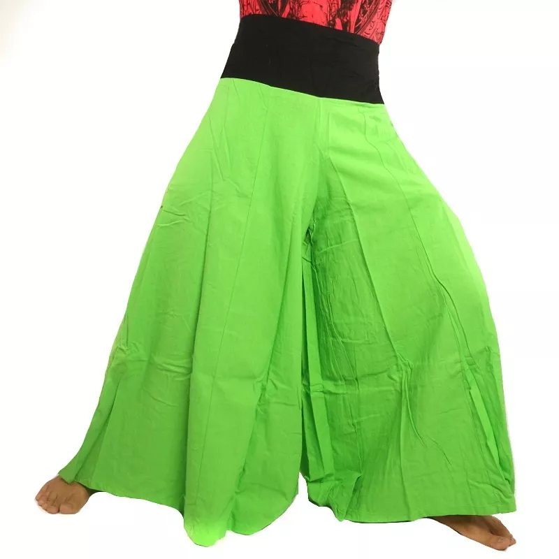 Samurai pants cotton green with black border