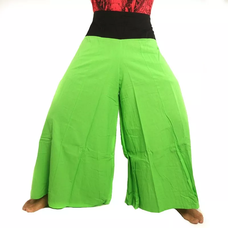 Samurai pants cotton green with black border