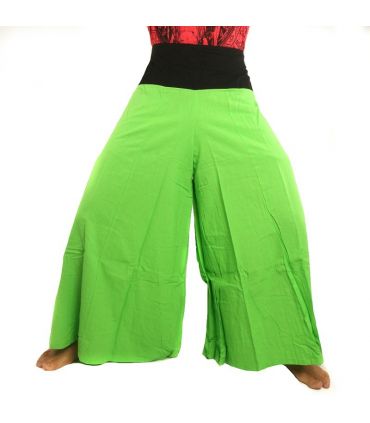 Samurai Hose Baumwolle grün mit schwarzer Borte