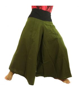 Pantalon de samouraï en coton vert olive foncé