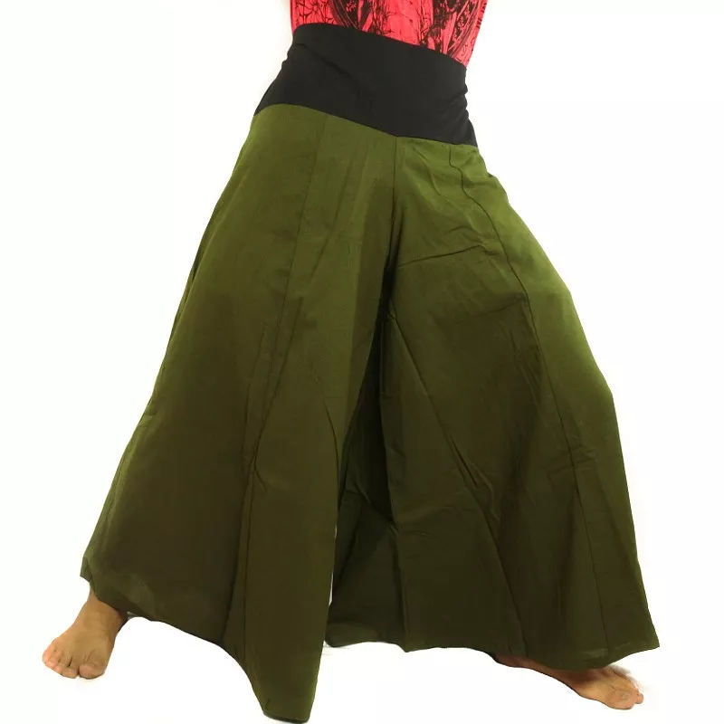 Samurai Hose Baumwolle dunkles oliv grün