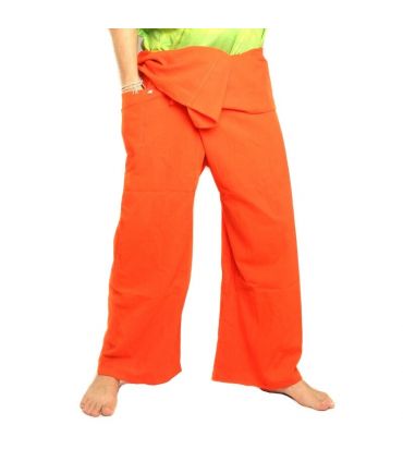 Pantalon de pêcheur thaïlandais - orange - coton extra long