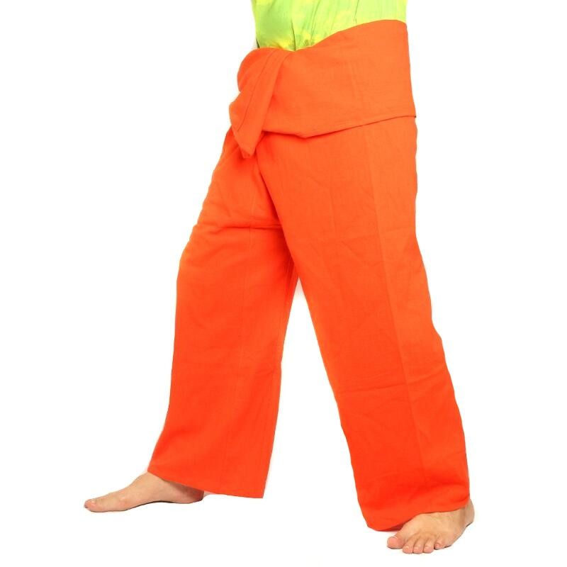 Pantalones pescador tailandés - Naranja - algodón extra larga