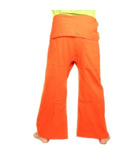 Pantalones de pescador tailandeses - naranja - algodón extra largo