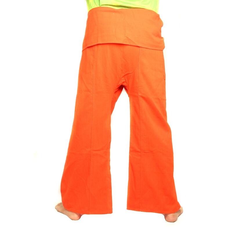 Pantalon pêcheur thaï - Orange - coton extra long