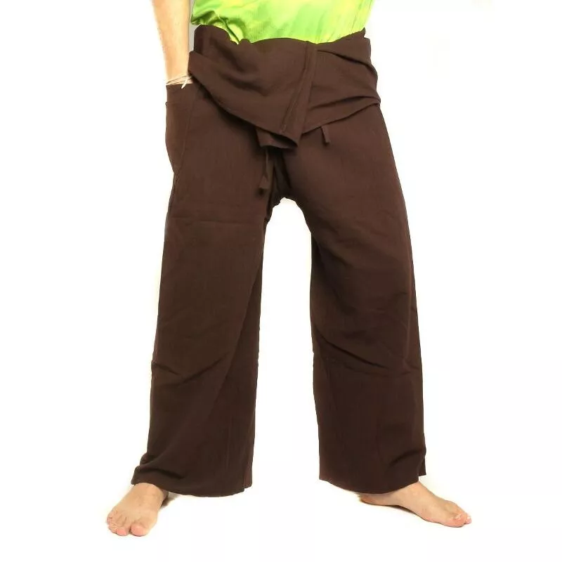 Pantalon de pêcheur thaïlandais - brun - coton extra long