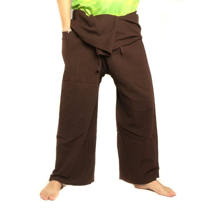 pantalones pescador tailandés - marrón - algodón extra larga