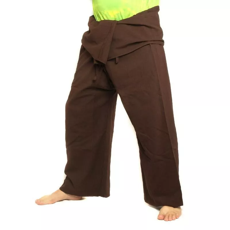 Pantalon de pêcheur thaïlandais - brun - coton extra long