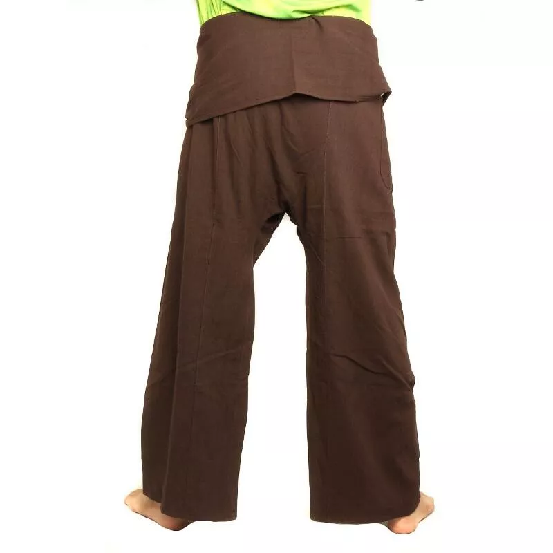 Pantalon de pêcheur thaïlandais - brun - coton extra long