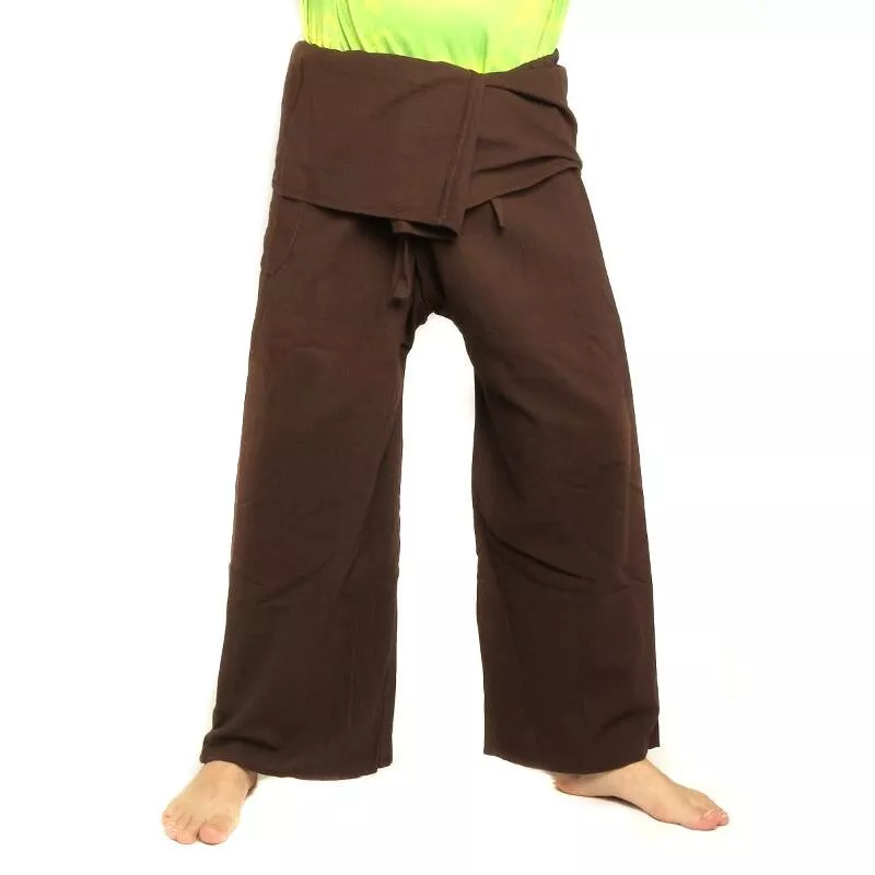 Pantalon de pêcheur thaïlandais - brun - coton extra long