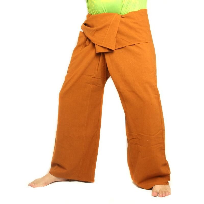 Pantalon de pêcheur thaïlandais - jaune ocre - coton extra long