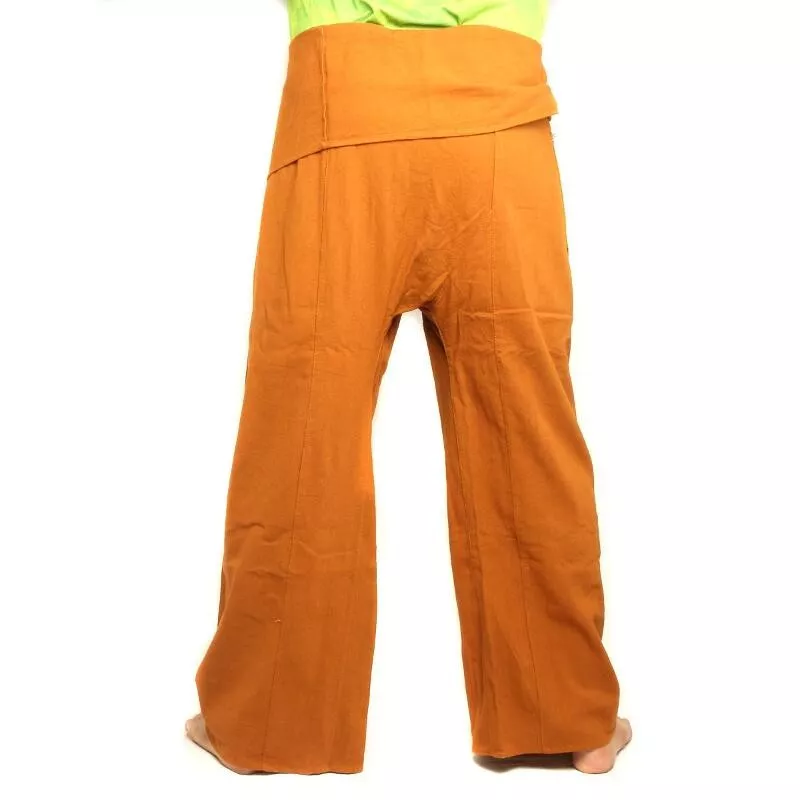 Pantalon de pêcheur thaïlandais - jaune ocre - coton extra long