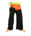 Thai fisherman pants extra long - two-tone black orange - cotton
