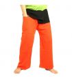 Pantalón de pesca tailandés extra largo - bicolor naranja negro - algodón