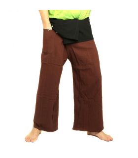 Thai fisherman pants extra long - two-tone - brown black cotton