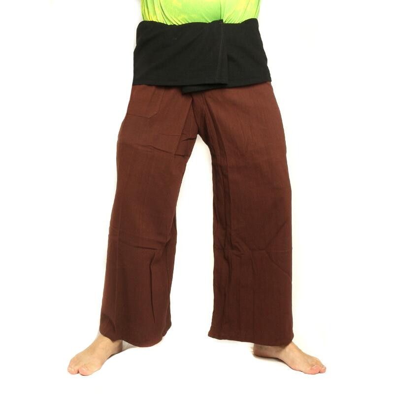 Thai fisherman pants extra long - two-tone - brown black cotton