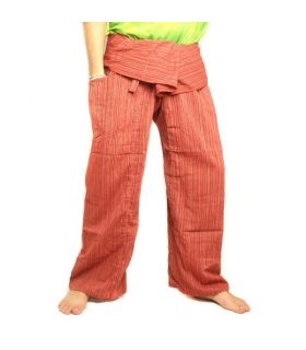 Pantalon de pêcheur thaïlandais Cottonmix extra long - rouge brun