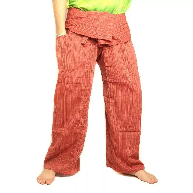 Pantalon de pêcheur thaïlandais Cottonmix extra long - rouge brun