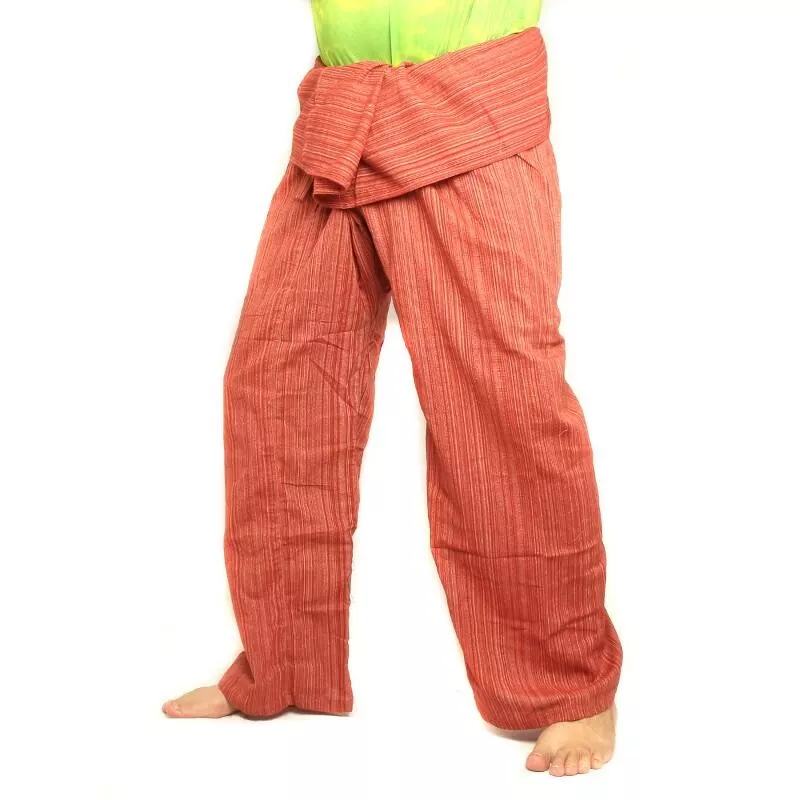 Pantalon de pêcheur thaïlandais Cottonmix extra long - rouge brun