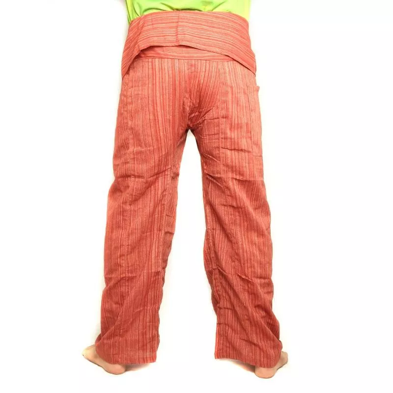 Pantalon de pêcheur thaïlandais Cottonmix extra long - rouge brun
